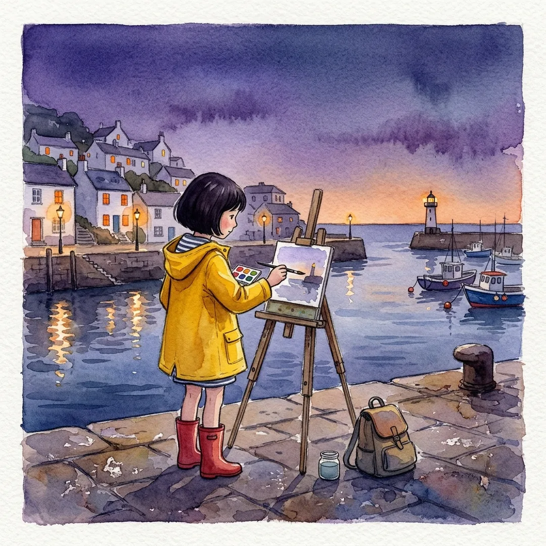 Watercolour · The painter girl