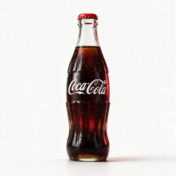 Square ad with the bottle on a white background · AI-made spec piece · not commissioned by the brand